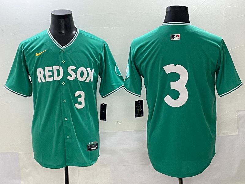 Men 2025 Boston Red Sox #3 No Name Green Joint Name Nike MLB Jersey style 2